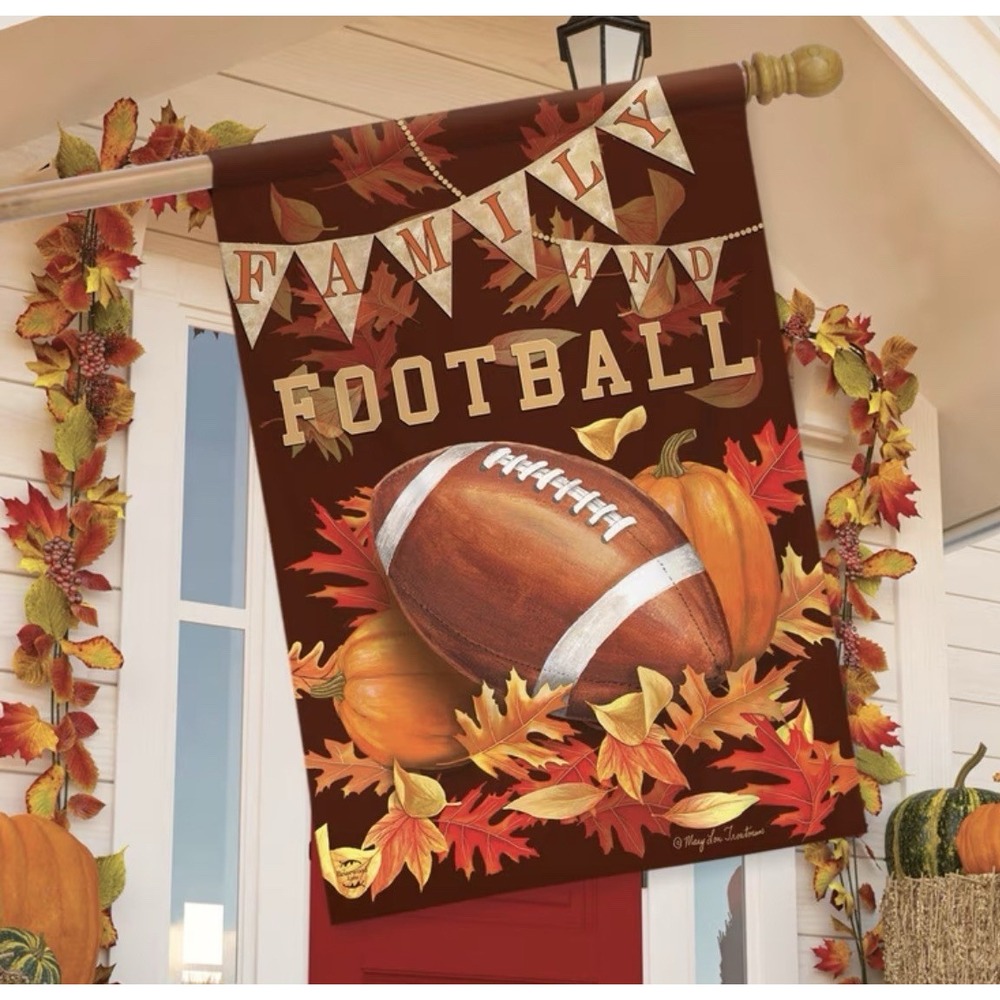 NWT Garden Flag Family & Football 12.5x18 Briarwood Lane Autumn Fall Decor